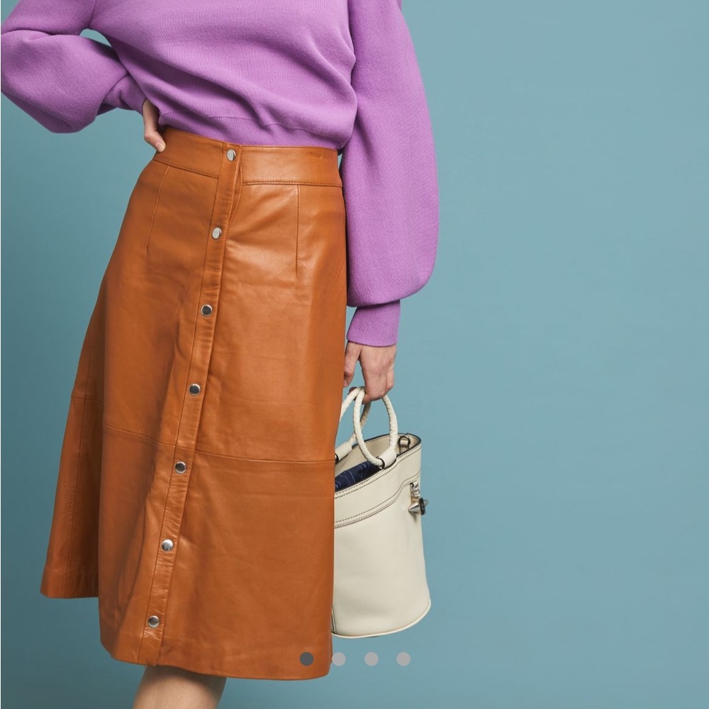 Anthropologie Midi Leather Skirt
